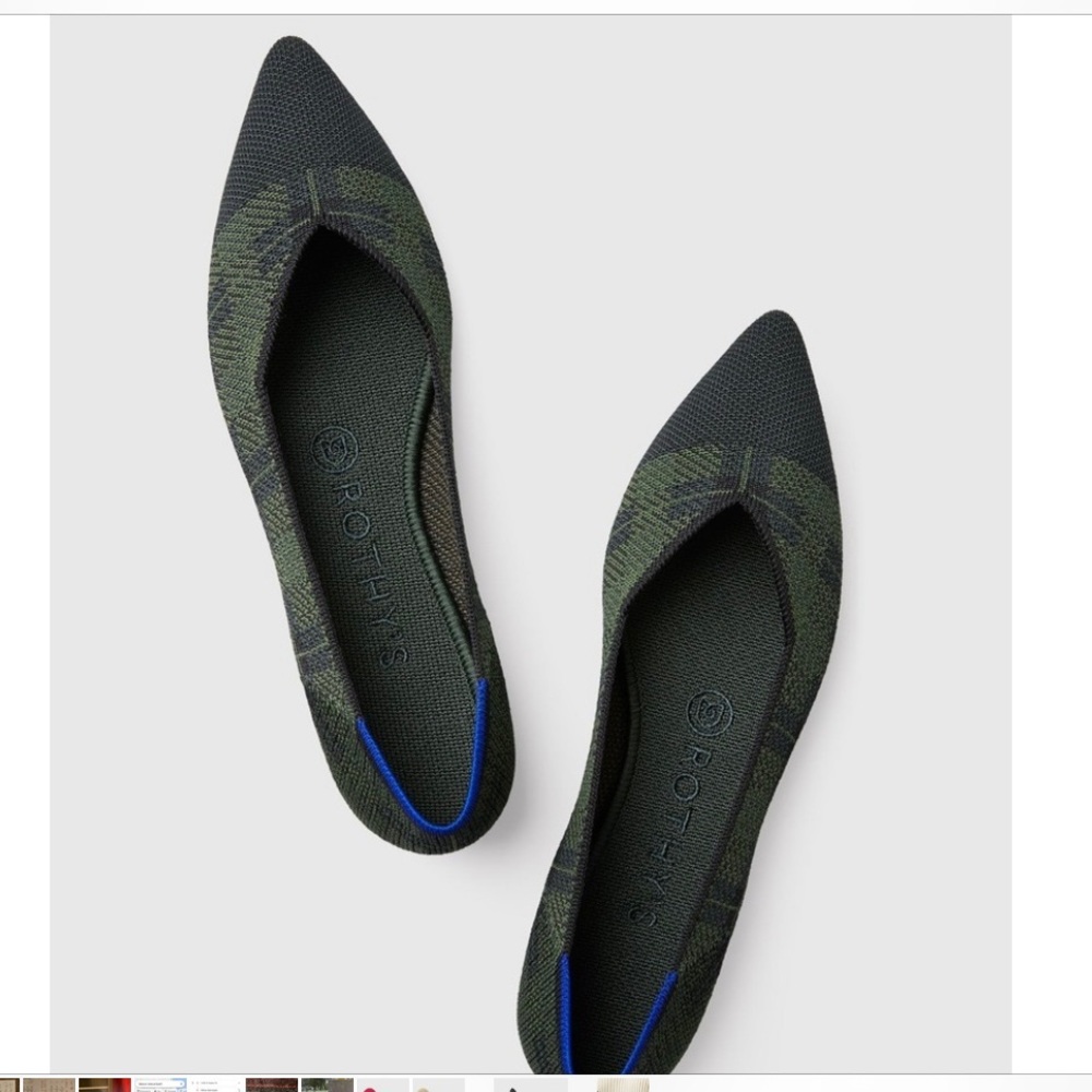 Rothy’s Racer Green Check Point Size 8 - New!